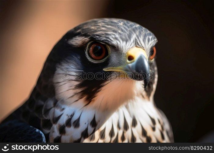 A wild falcon in a close up view created with generative AI technology