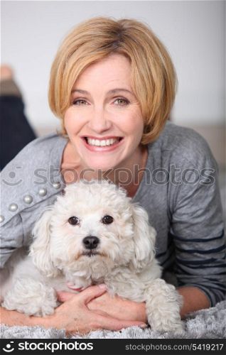 A woman and her puppy