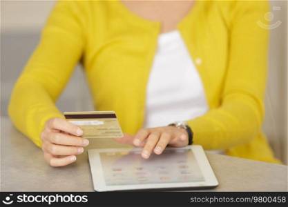 a woman buys online concept