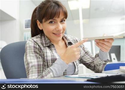 a woman contractor in office