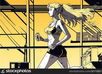 A woman doing fitness. Cartoon abstract illustration. High quality illustration. A woman doing fitness. Cartoon abstract illustration.
