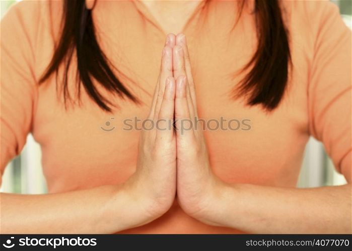 A woman doing meditation/relaxation/yoga