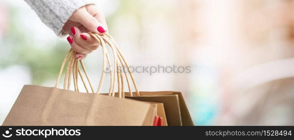 A woman is shopping at the mall