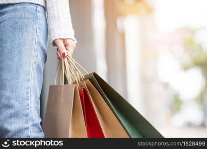 A woman is shopping at the mall