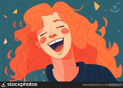 A woman laughing and smiling with friends, enjoying the cheerful and lighthearted atmosphere of an April Fool’s Day party. The image captures the essence of positive energy and sociability. AI Generative. 