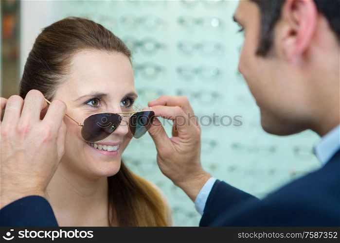 a woman optician store concept
