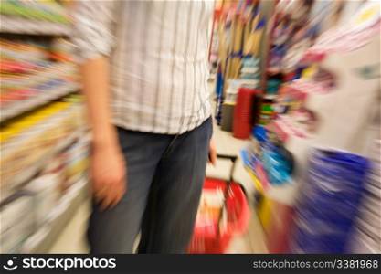 A woman shopping with zooming blur