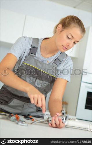 a woman worker in the kitchen