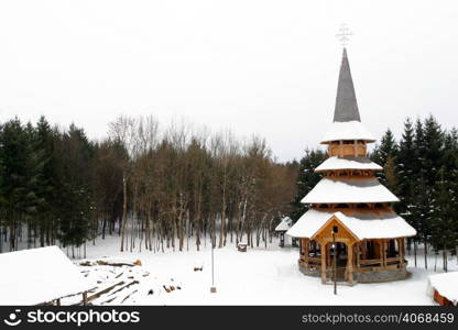 A Wooden Church with a tall Steeple, Sighet, Romania.