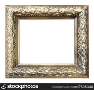 a wooden frame, floral woodcarving, golden paint