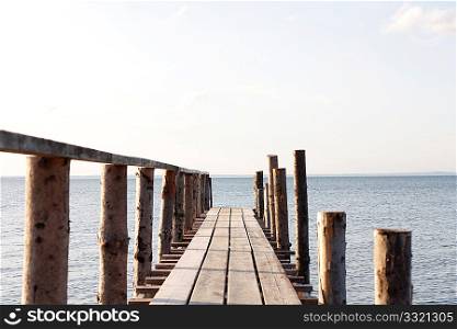A wooden pier totally remote