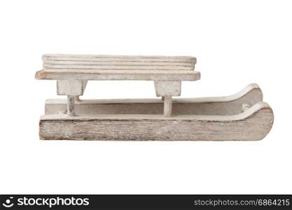 A wooden small sledge, isolated on white