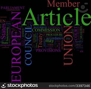 A word cloud based on the European Union&rsquo;s Lisbon Treaty
