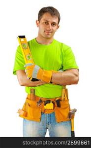 a worker on white background