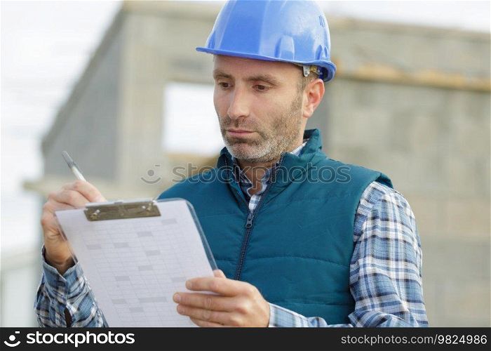 a worker using a clipboard