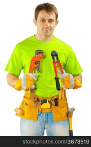 a worker with tools