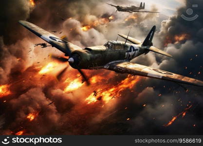 A world war II plane fight scene