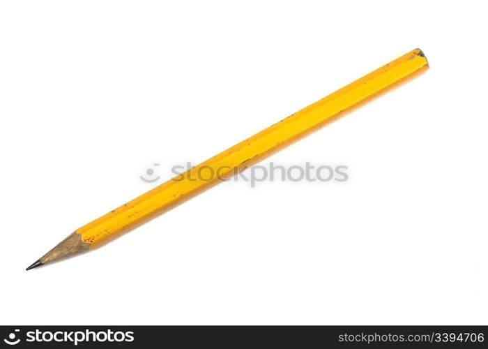 A yellow pencil on white background