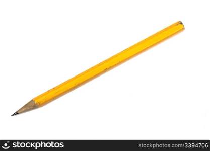 A yellow pencil on white background