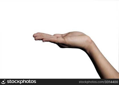 A yound hand isolated on a white background