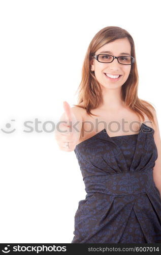 A Young Business woman signaling ok