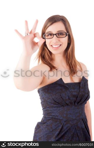 A Young Business woman signaling ok
