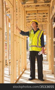 A young businessman at the construction site