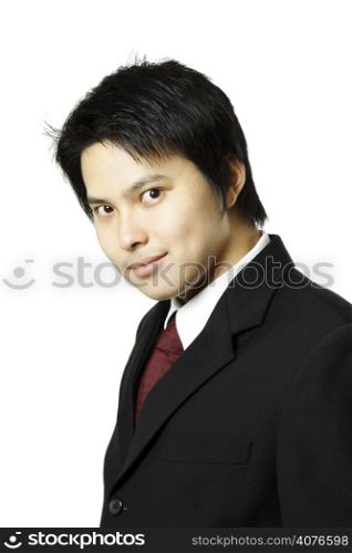 A young businessman posing (in isolated white)