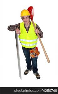 A young construction worker.