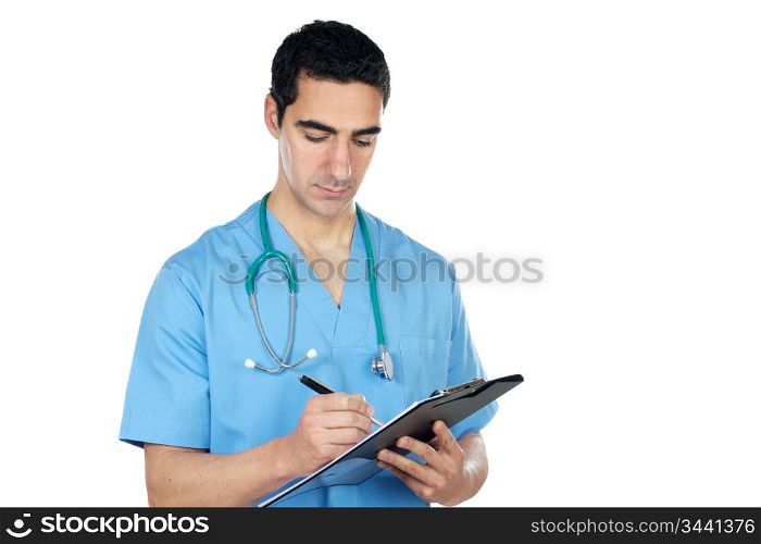 a young doctor a over white background