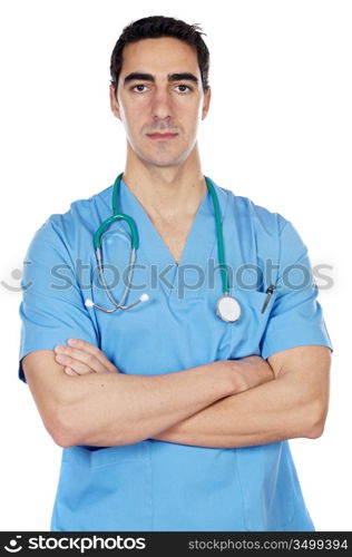 a young doctor a over white background