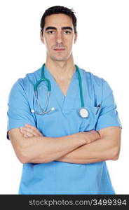 a young doctor a over white background