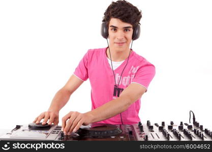 A young handsome deejay boy - isolated over white