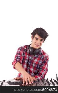 A young handsome deejay boy - isolated over white