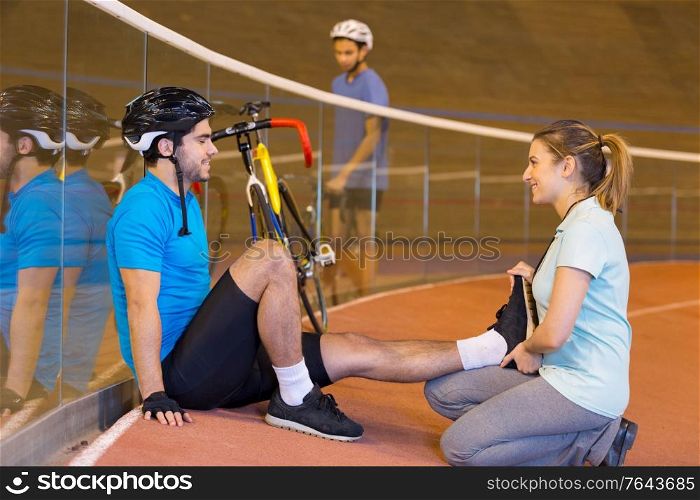 a young man and coach after bicycle accident