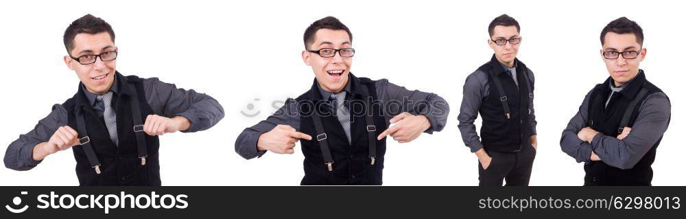 A young man wearing suit isolated on white