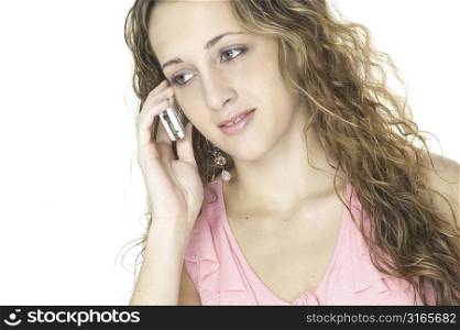 A young model talks on a cellphone
