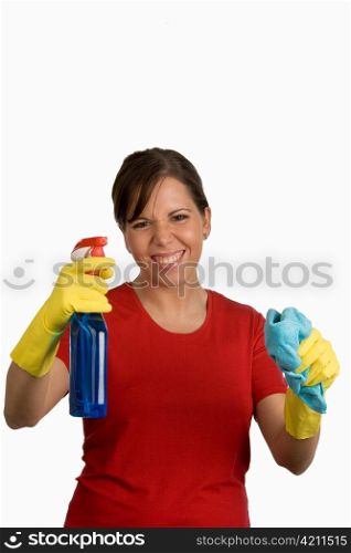 a young woman brushing your angry at. everyday household