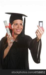 a young woman with a doctorate after successful completion of their studies