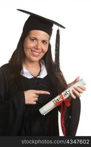 a young woman with a doctorate after successful completion of their studies