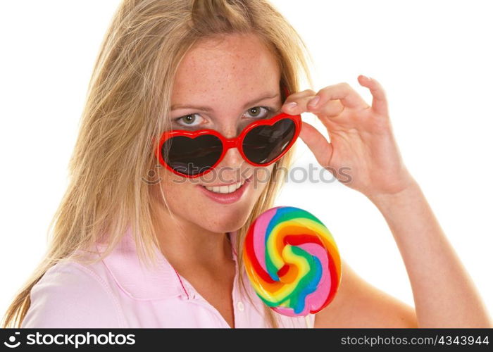 a young woman with a lollipop schlecker says.