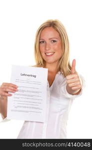 a young woman with a teaching contract was successful at interview.