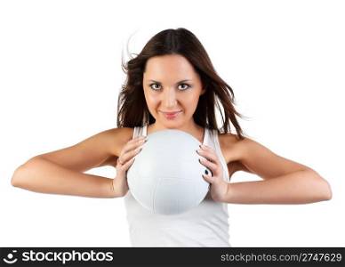 A young woman with white ball.
