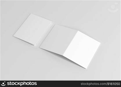 A4 Bi-Fold Brochure Mockup on Grey Background. 3D Rendering