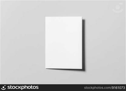 A4 Bi-Fold Brochure Mockup on Grey Background. 3D Rendering in Hand