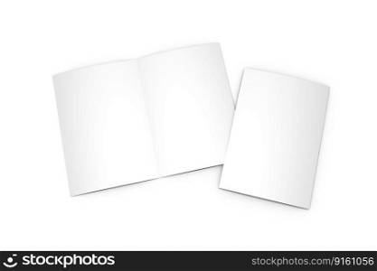 A4 Bi-Fold Brochure Mockup on White Background. 3D Rendering