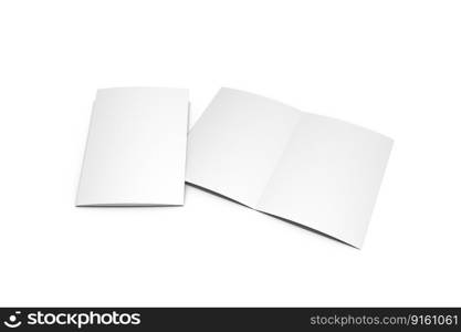 A4 Bi-Fold Brochure Mockup on White Background. 3D Rendering