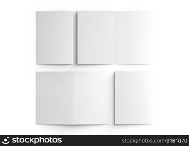 A4 Bi-Fold Brochure Mockup on White Background. 3D Rendering