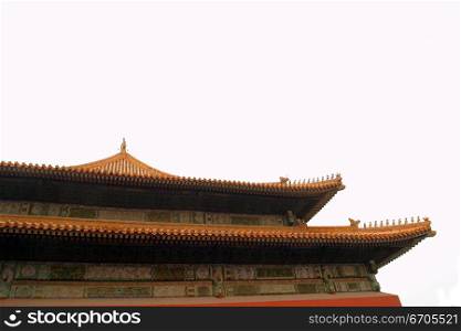 AaBuddhist temple in the Forbidden City Beijing China, Traditional intricate and heavily decorated buildings are descriptive of the Chinese culture.