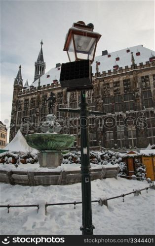 Aachen Rathaus during winter